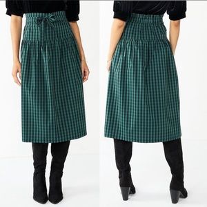 DRAPER JAMES RSVP, NWT: Green/Black plaid skirt, paper bag waist, Size M